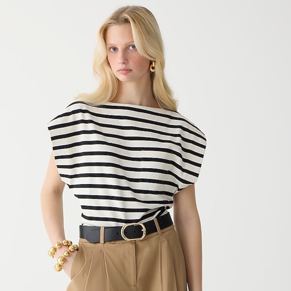 J. Crew Boatneck muscle T-shirt in stripe mariner cotton Size Large